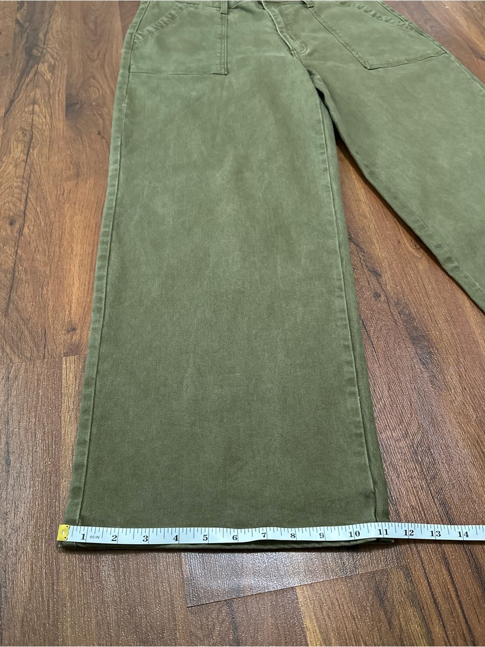 Time and Tru Washed Olive High Rise Wide Leg Utility Trousers - Picture 12 of 16